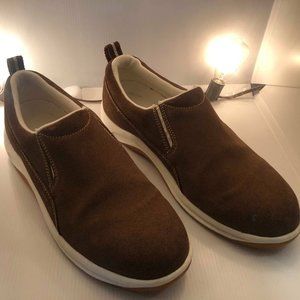 Lands' End Beige Suede Leather Slip On Moc Shoes 8